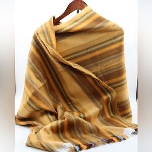 Handcrafted Alpaca Wool Striped Yellow Scarves/Shawl
